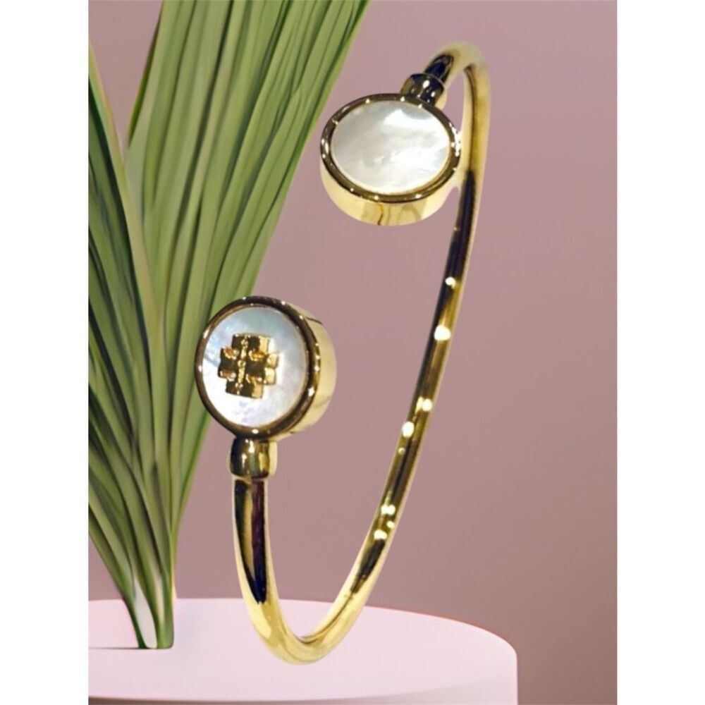 TORY BURCH KIRA MOTHER OF PEARL OPEN CUFF BRACELET